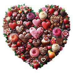 a heart made up of many different types of chocolates