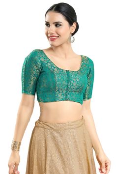 Product Features: Color: Rama Green Fabric: Jacquard Pattern: Self Design Sleeves: Elbow Sleeves Neckline: Round Neck Clouser Type: Front Open Wash Care: First wash dry clean only Occasion: Partywear, Weddingwear Product Type: Blouse Disclaimer: There will be slight difference in digital to actual image Green Full Sleeve Blouse, Green Blouse Piece With Printed Border For Festivals, Long Sleeve Green Blouse Piece For Diwali, Fitted Green Handloom Blouse, Affordable Green Bollywood Blouse, Saree Blouses Online, Readymade Saree, Jacquard Pattern, Self Design