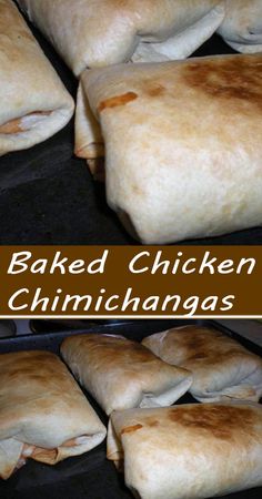 baked chicken and chimichangas are being cooked in the oven for lunch or dinner