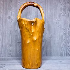 a wooden bag sitting on top of a table