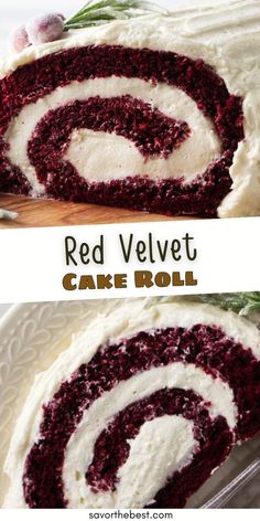 red velvet cake roll with cream cheese frosting