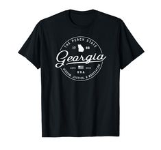 PRICES MAY VARY. Cute Georgia USA Flag shirt for him & her, men & women, boy's girls kids. Nice American Modern Vintage Georgia badge style design. Great souvenir for Georgia outdoor enthusiasts and sports fans Lightweight, Classic fit, Double-needle sleeve and bottom hem Georgia Shirt, Usa Tee, Georgia Usa, American Modern, Flag Shirt, Vacation Shirts, Usa Flag, Travel Vacation, Vacation Trips