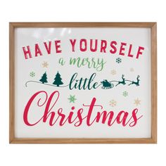 a framed sign that says have yourself a merry little christmas with santa's sleigh