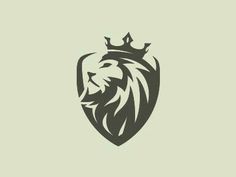 a lion with a crown on it's head is shown in this logo design