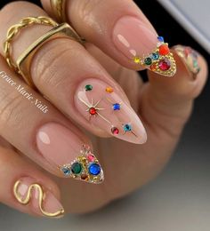 Marie Nails, Kutek Disney, Unghie Sfumate, Nail Jewels, Luxury Nails, Dope Nails, Long Acrylic Nails, Rhinestone Nails