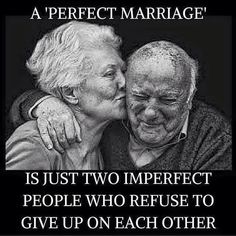 an older couple kissing each other in front of a black background with the quote love at first sight is easy to understand