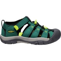 We don't want anything to hold little adventurers back so we equip them with the Keen Newport H2 Sandal. These strappy sandals combine the best attributes of sneakers and sandals to encourage amphibious exploration and learning. Green Synthetic Sport Sandals, Green Synthetic Sport Sandals With Rubber Sole, Sporty Slip-resistant Sport Sandals For Outdoor Activities, Green Sporty Sandals For Sports, Green Functional Sports Sandals, Functional Green Sports Sandals, Green Open Toe Sports Sandals, Functional Green Sandals For Summer, Green Open Toe Sandals For Sports