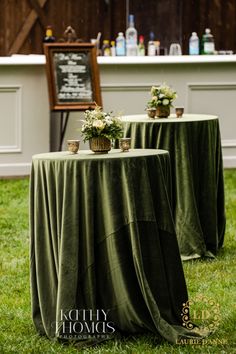 Gorgeous outdoor cocktail hour for a fall, gold and forest green wedding held at Saddle Woods Farm in Nashville, Tennessee Fall Wedding Cocktail Hour, Fall Wedding Cocktails, Outdoor Cocktail Hour, Cocktail Hour Decor, Forest Green Wedding, Wedding Cocktail Hour, Cocktail Party Decor