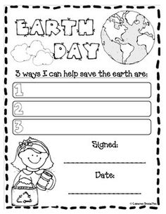 an earth day activity sheet for kids