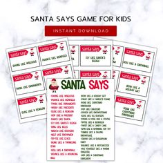 santa says game for kids instant printable