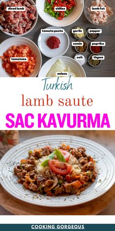 Sautéed lamb over high heat with tomatoes, peppers, onions, and spices served over Turkish rice Turkish Lamb Recipes, Turkish Recipes Traditional, Pantry Cooking, Turkish Lamb, Turkish Dishes, East Recipes, Turkish Delights, Bon Apetit