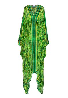 Alexandra Goddess Kaftan – saisankoh Elegant Green Kaftan For Vacation, Green Silk Kaftan For The Beach, Green Vibrant Print Kaftan For The Beach, Cabaret Dancer, Moving To La, Camilla Kaftan, Sheer Blouses, Travel Coat, Aphrodite Goddess