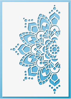 a blue and white paper cut design