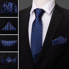 What You Get: Tie, Pocket Square & Cufflinks SIZE: Approx. 59" Long, 3.35" Wide at the Tip, Pocket Square Size: 9"x 9"  Occasion: Perfect for Daily Dress, Business, Office, Meeting, Birthday, Wedding,Engagement, Ball Party and More Occasion. Mens Dress Wear, Pocket Square Size, Symmetrical Pattern, Dress Business, Ball Party, Mens Ties, Bow Tie Set, Office Meeting, Men Stylish Dress