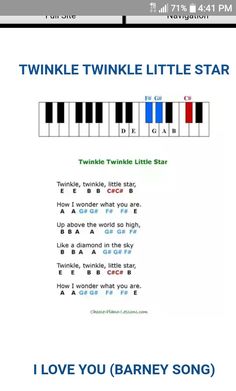 a sheet with the words twinkle twinkle little star written in blue and red on it