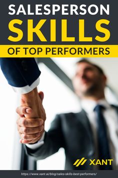 the cover of salesperson skills of top performers, featuring two men shaking hands with each other