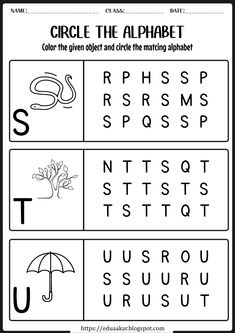 printable alphabet worksheet for children to learn the letter s and letters with pictures