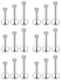 PRICES MAY VARY. [ITEM CONTAIN]: You Will Receive 18 Pieces Cartilage Earrings Lip Rings Piercing Jewelry, All Of Them Are Beautiful And Elegant, Multiple Choices For Meeting Your Various Needs. [PRODUCT SIZE]: Lip Ring Gauge: 14g=1.6mm, Bar Length: 6mm 8mm 10mm; CZ Size: 2MM. Color: Silver. [SAFETY MATERIAL]: Made Of 316L Surgical Steel, Smooth Polished Surface, Safe And Durable. Very Flexible And Comfortable. [SUITABLE FOR USE]: These Piercing Jewelry Can Be Used For Lip rings, Labret Jewelry, Nose Stud Sizes, Medusa Piercing Jewelry, Lip Piercing Ring, Labret Ring, Piercing Labret, Nostril Piercing, Conch Piercing Jewelry, Lip Rings, Labret Jewelry