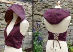 Hooded vest, Backless Pixie Elfling Waistcoat, Corset detail Lace Fabric Hooded Vest, Fantasy Clothing, Fantasy Fashion, Character Outfits, Larp, Costume Design, Lace Fabric, Diy Clothes