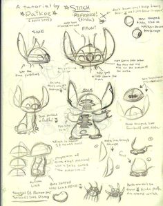 some sketches of different kinds of cartoon characters