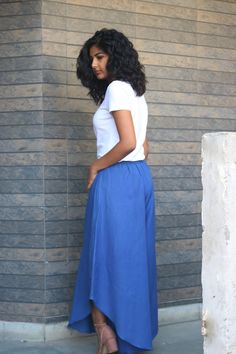 "Linen pants for women, Blue linen pant, Gaucho, Flare pant, Made to order, Custom made, Plus size -Model height: 5'3\" wearing size S -Length: 38\" -Fit: Comfortable -Closure: Elasticated waist Style these linen gaucho pants with casual tops or our tank tops. you would want to wear these everyday! **Note: Free Shipping time 15-21 days. Express Shipping time 5-7 days.**" Non-stretch Full-length Wide Leg Pants, Fitted Wide-leg Pants With Side Slits, Blue Flare Wide Leg Pants For Summer, Blue Flare Cotton Bottoms, Fitted Culottes With Elastic Waistband, Blue Relaxed Fit Full Length Wide Leg Pants, Blue Culottes For Spring, Stretch Bottoms With Side Slits, Blue Flare Pants