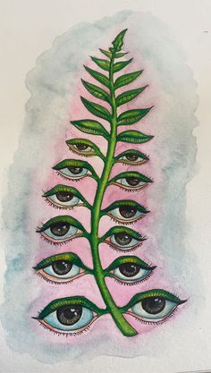 a drawing of an eye plant with many different eyes