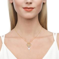 BOGO 40% OFF (Code: H40) White Heart Pendant Necklace For Wedding, Elegant White Heart Pendant Necklace, Elegant White Open Heart Necklace, Elegant White Heart Necklace, Formal White Double Heart Necklace, Delicate Gold Pearl Necklace With Heart Pendant, Delicate Gold Heart Pendant Pearl Necklace, Gold Elegant Heart Necklace With Pearl Chain, White Heart Necklace With Pearl Pendant