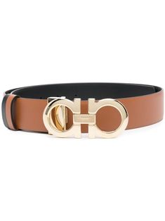 Brown leather gancini-buckle leather belt from SALVATORE FERRAGAMO featuring Gancini buckle, adjustable fit and punched holes. | Salvatore Ferragamo Gancini-Buckle Leather Belt Belt Black, Salvatore Ferragamo, Leather Belt, Brown Leather, Buckle, Leather, Black