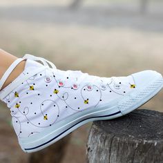 These cute bee shoes are sure to attrack some attention ! Our custom made shoes will make the best gift for any occasion! All of our sneakers are custom-made-to-order and handcrafted to the highest quality standards Check out more of our footwear here: https://www.etsy.com/shop/unicornshoesshop/ Product Name: White Bee Shoes | Bees Sneakers | Cute Clothing| Bee Lover Gifts | Custom High Top Converse Style Sneakers For Adults Women & Men Product Features; ▶ Full canvas double sided print with Bee Shoes, Sneakers Cute, Painted Shoes Diy, Bee Lover Gifts, High Tops Sneakers, Diy Sneakers, High Top Converse, Preppy Shoes, Cute Clothing