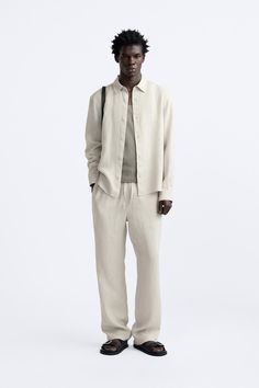 100% LINEN JOGGER WAIST PANTS - Sand | ZARA United States Zara Relaxed Fit Bottoms For Everyday, Zara Casual Relaxed Fit Sweatpants, Zara Straight Leg Sweatpants For Spring, Neutral Bottoms With Straight Hem For Spring, Neutral Straight Hem Bottoms For Spring, Neutral Spring Bottoms With Straight Hem, Spring Neutral Bottoms With Straight Hem, Classic Relaxed Fit Sweatpants With Pockets, Linen Relaxed Fit Sweatpants For Loungewear