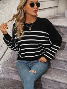 This Talilah Stripe Knit Top is an easy way to add some stripes into your wardrobe! Crafted from a soft fabric, this top features chic stripes and a flattering fit to make you look your best. Perfect for those chill days or for layering over your favorite pieces. Stand out in style! Size Guide: Model is 5’6” tall, and has a 32.4” bust, 24.2”waist, & 35.2” hips. She is wearing a S / US 4 / AU 8. This sweater is true to size. Material: 50% Viscose. 30% Polyamide. 20% Polyester. Key Features: Crew Jersey Pattern, Winter Knitwear, Crop Pullover, Streetwear Tops, Loose Pullover, Loose Sweater, Striped Fabrics, Striped Sweater, Sweater Black