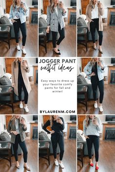 Outfits With Joggers For School, Office Jogger Outfit, Womens Jogger Pants Outfit, Professional Joggers Outfit, Jogger Pants Outfit Office, Business Casual Outfit 2023, Casual At Home Outfits Winter, Cute Outfits With Joggers For School, Winter Comfy Chic Outfit