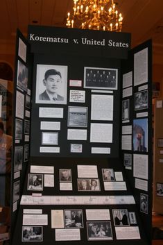 a display with pictures and information on it