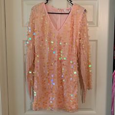 This Is The Let’s Go Party Pink Sequin Dress From Southern Fried Chics In A Size Large.