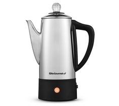 an electric tea kettle with the lid open and light on it's side, in front of a white background