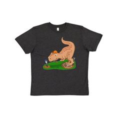 T Rex Up to Bat- dinosaur playing baseball Youth T-Shirt features a dino at the diamond. This funny, whimsical illustration is great for kids who love baseball or who have just started playing. Let the good times roll in a durable T-Shirt that takes kids from school to play in an amazing array of colors. 5.0 oz., pre-shrunk 100% cotton. Seamless 1x1 rib collar. Youth T-Shirt. Size: S.  Color: Black.  Gender: male. Let The Good Times Roll, Good Times Roll, Whimsical Illustration, Kids Outfits Girls, T Rex, Good Times, Gender Female, To Play, The Good