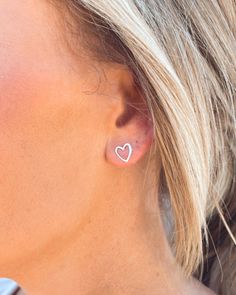 Sterling Silver Heart Earrings * Heart Earrings * Heart Outline Earrings * Heart Stud Earrings * Dainty Heart Earrings * Minimalist Earrings Two beautiful heart outline earrings. These dainty earrings make a great addition to any outfit! We offer them in sterling silver, gold, and rose gold. This listing is for one pair of earrings which is two earrings total. PRODUCT DETAILS Heart Height: 10 mm Number of earrings: 2 Color Options: Sterling Silver, Gold, or Rose Gold ABOUT US Every piece is hand Dainty Adjustable Heart-shaped Earrings, Dainty Adjustable Heart Earrings, Trendy Everyday Open Heart Earrings, Trendy Sterling Silver Heart Earrings For Everyday, Minimalist Sterling Silver Open Heart Earrings, Adjustable Heart Earrings, Minimalist Heart Pendant Earrings For Everyday, Adjustable Heart-shaped Everyday Earrings, Everyday Heart Pendant Earrings For Pierced Ears