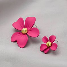 This Pair Of Mismatched Earrings Is A Wonderful Addition To Your Wardrobe And Your Style Style! This Unique Pair Is Sure To Get Lots Of Compliments! Rose Red Flower Drop Earrings, Rose Red Flower Earrings For Pierced Ears, Rose Red Flower Earrings, Rose Red Flower-shaped Earrings, Party Earrings With Pink 3d Flowers, Party Earrings With 3d Pink Flowers, Rose Red Flower-shaped Earrings For Pierced Ears, Party Pink Earrings With 3d Flowers, Pink 3d Flower Earrings For Party