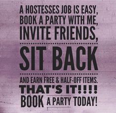 a poster with the words sit back and earn free half - off items that's it book a party today