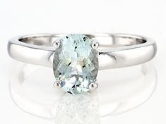 0.85ct Oval Aquamarine Rhodium Over Sterling Silver March Birthstone Ring. Measures Approximately 23"L x 30"W. Not sizeable. Finished Under Gallery. Gia Certified Silver Oval Gemstones, Gia Certified Oval Silver Gemstones, March Birthstone Ring, January Birthstone Rings, March Birthstone, Broken Chain, Pearl Strands, Aquamarine Gemstone, Aquamarine Blue