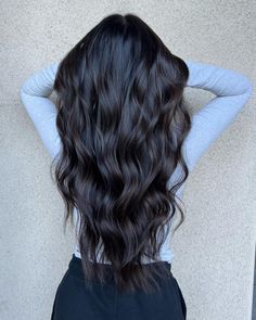 Dyes For Black Hair, Black Hair With Brown Highlights Dark, Dark Black Hair Highlights, Dark Dark Hair With Highlights, From Black Hair To Brown, Black Hair Shades, Deep Ash Brown Hair Dark, Brown Hair Dyed Black, Dark Hair Color Ideas For Curly Hair