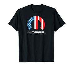 a black t - shirt with the word mopar on it and an american flag