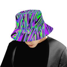 Purple Rave Fractal Bucket Hat – BigTexFunkadelic Bucket Hat Outfit, Mens Bucket Hats, Black Oil, Workout Crop Top, Outfits With Hats, Wide Brimmed Hats, Bandeau Top, Festival Fashion, All Over Print