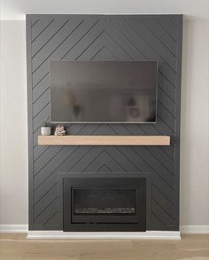 a fireplace with a tv mounted above it