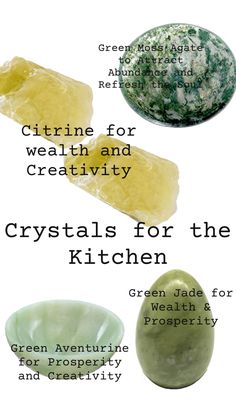 four different types of crystals for the kitchen