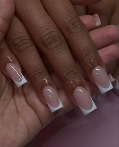 White Tips, French Acrylic Nails, Long Square Acrylic Nails, Short Acrylic Nails Designs, Pink Acrylic Nails