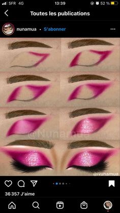 Eye Shadow Inspirations, Pink Drag Eye Makeup, Pink Halloween Eye Makeup, Eyeshadow Looks Color, Neon Pink Eye Makeup, Colorful Prom Makeup, Vibrant Eye Makeup, Pink Eyeshadow Looks Tutorial, Do You Like Me Yes Or No