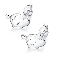 PRICES MAY VARY. Unique Cute Love Heart Pig Studs Earrings, Size: 9.6*6mm, Fashion Jewelry for Women. Solid 925 Sterling Silver with White Gold Plated, Hypoallergenic for Sensitive Ear, Nickle and Lead Free Post. This Fashion Tiny Lovely Huggie Studs Earrings makes the Ideal gift. Whether its a birthday, holiday, a special occasion, wedding, Party, or just because, jewelry is always the Ideal gift. One Pair Dainty Studs Earrings Packed in Black Gift Velvet Pouch. It is the best gift for Best fri Cute Silver Earrings For Valentine's Day, Nickel-free White Gold Earrings For Valentine's Day, Cute Silver Heart Earrings As A Gift, Cute Silver Sterling Heart Earrings, Cute Silver Heart Earrings In Sterling Silver, Cute Sterling Silver Heart Earrings, Adjustable Sterling Silver Earrings For Valentine's Day, Post Jewelry, Cute Love Heart