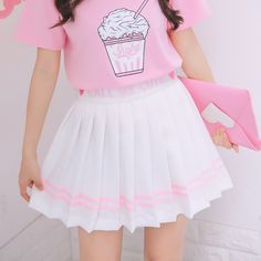 Spring Kawaii Fitted Mini Skirt, Fitted Kawaii Mini Skirt, Kawaii Fitted Mini Skirt For Summer, Fitted Kawaii Mini Skirt For Summer, Kawaii Fitted Summer Skirt, White Harajuku Style Mini Skirt, Summer Kawaii Fitted Skirt, Kawaii Fitted Mini Length Bottoms, Kawaii Fitted Bottoms For Spring