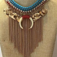 Tribal Ethnic Boho Bohemian Statement Necklace Horn Rhinestone Gold Tone Chain   | eBay Costume Jewelry Chain Necklaces For Festivals, Bohemian Dangle Chain Necklace With Adjustable Chain, Bohemian Adjustable Chain Necklace For Festivals, Bohemian Bib Necklace With Chain, Bohemian Beaded Chain Necklace For Festivals, Bohemian Long Chain Necklace For Festivals, Bohemian Dangle Beaded Chain Necklace, Bohemian Beaded Dangle Chain Necklace, Bohemian Dangle Chain Necklace